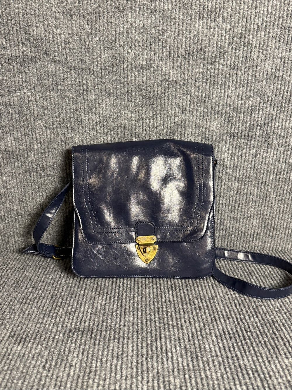 Mossimo Navy Leather Crossbody Bag with Gold Tone Lock